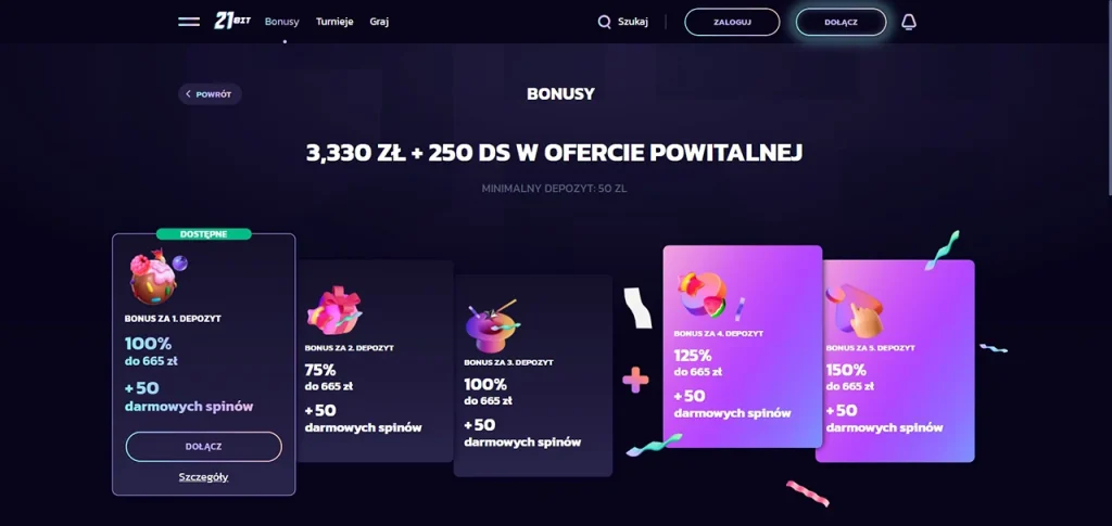 21bit Casino Bonus Powitalny