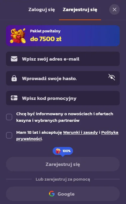 Coolzino Formularz Rejestracyjny Coolzino Formularz Rejestracyjny