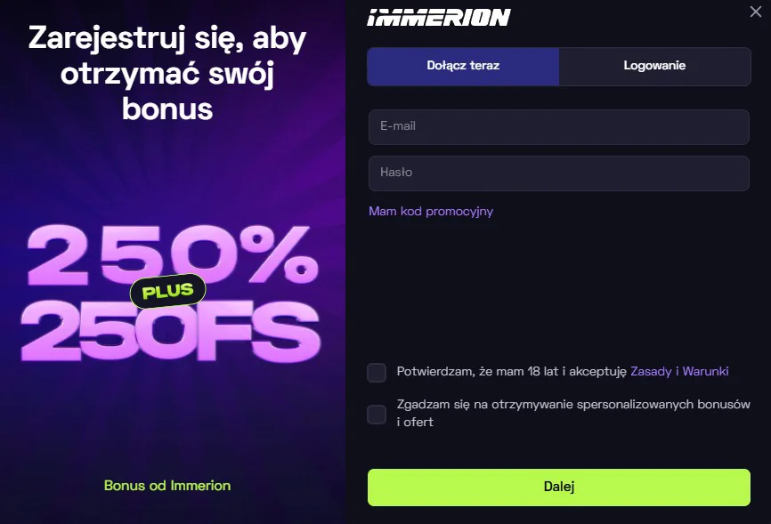 Immerion Formularz Rejestracyjny Immerion Formularz Rejestracyjny