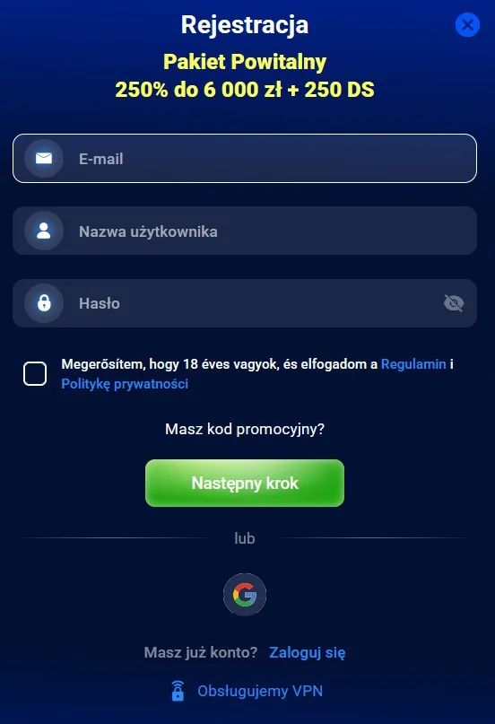 AzurSlot Formularz Rejestracyjny AzurSlot Formularz Rejestracyjny