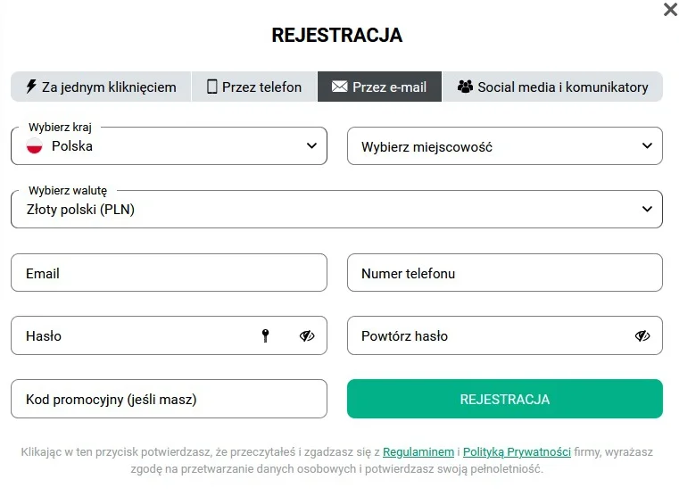 PlanBet Formularz Rejestracyjny