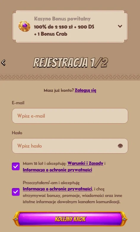 Abu King Formularz Rejestracyjny