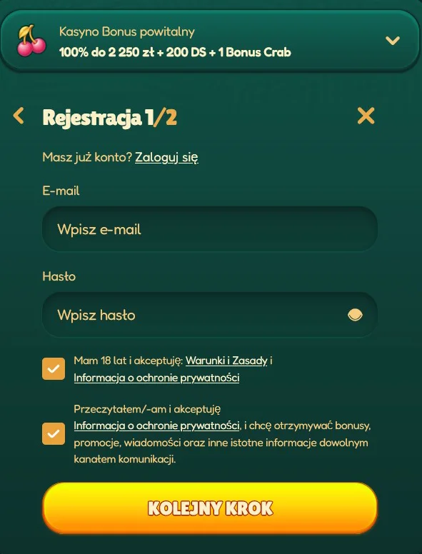 GoKong Formularz Rejestracyjny