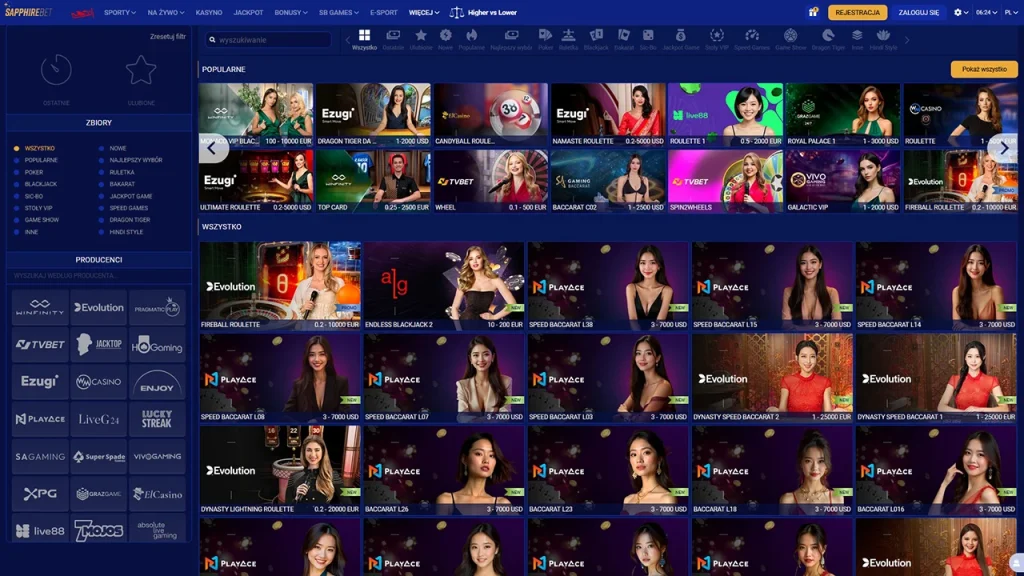 SapphireBet Z Krupierem Na Zywo