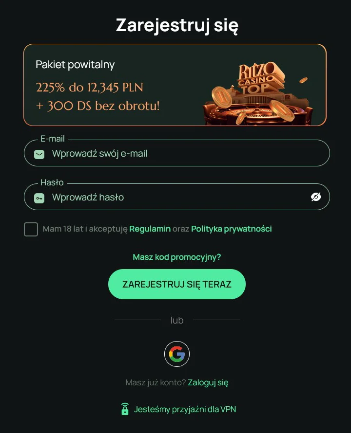 Ritzo Formularz Rejestracyjny