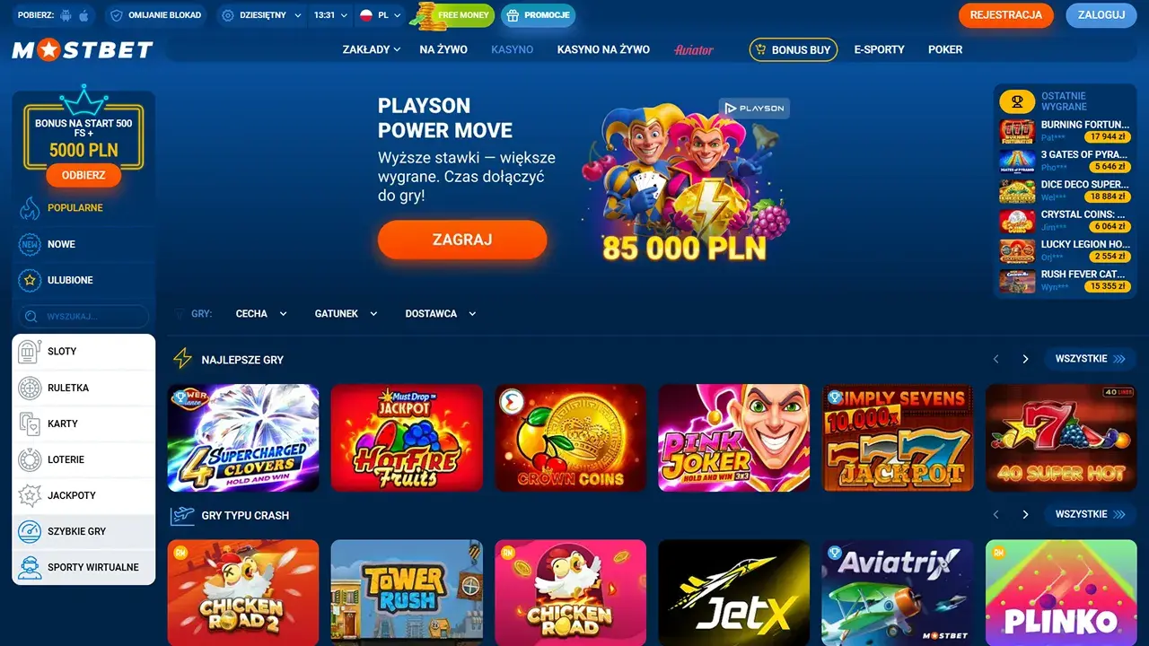 MostBet Casino Gry
