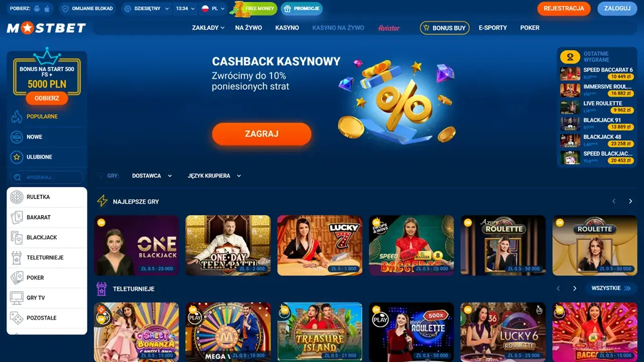 MostBet Casino Krupier na Żywo